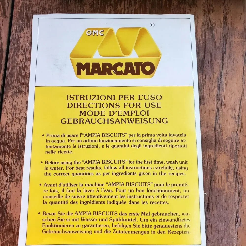 Vintage Marcato Atlas Gold Biscuits Cookie Press Maker 20 Discs 4 Tips Box Italy